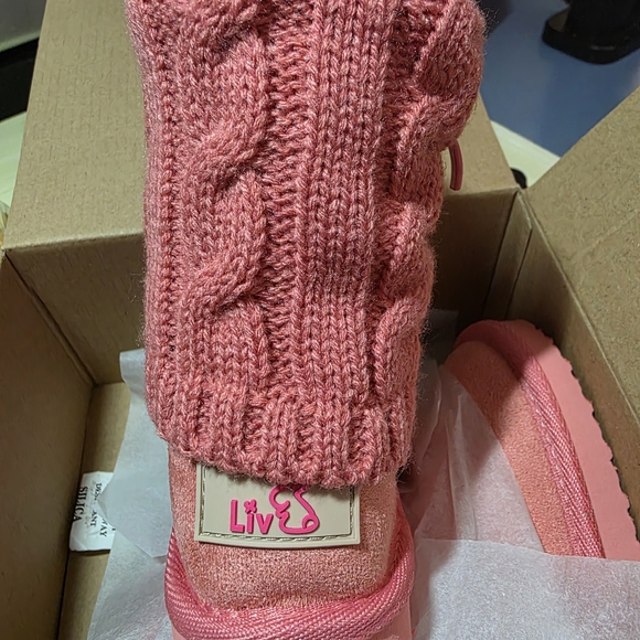 Zoe + Liv Pink Knit Kids Boots - Picture 3 of 6
